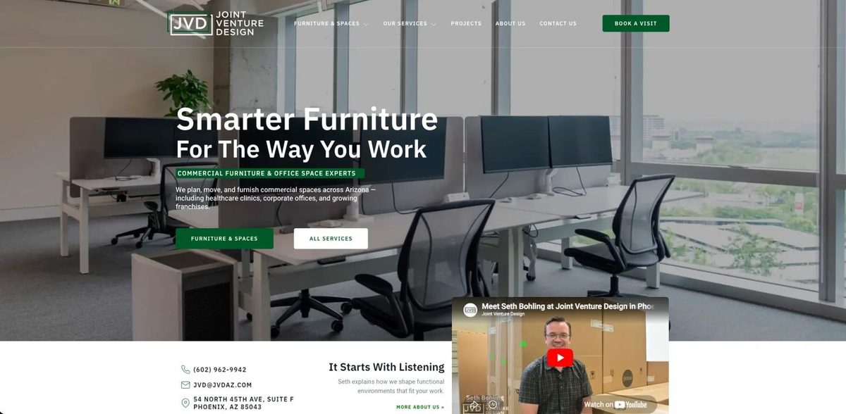 Joint Venture Design - Homepage hero with office furniture showroom