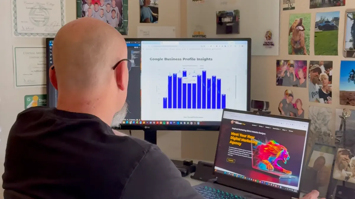 David reviewing Google Business Profile insights and performance reports