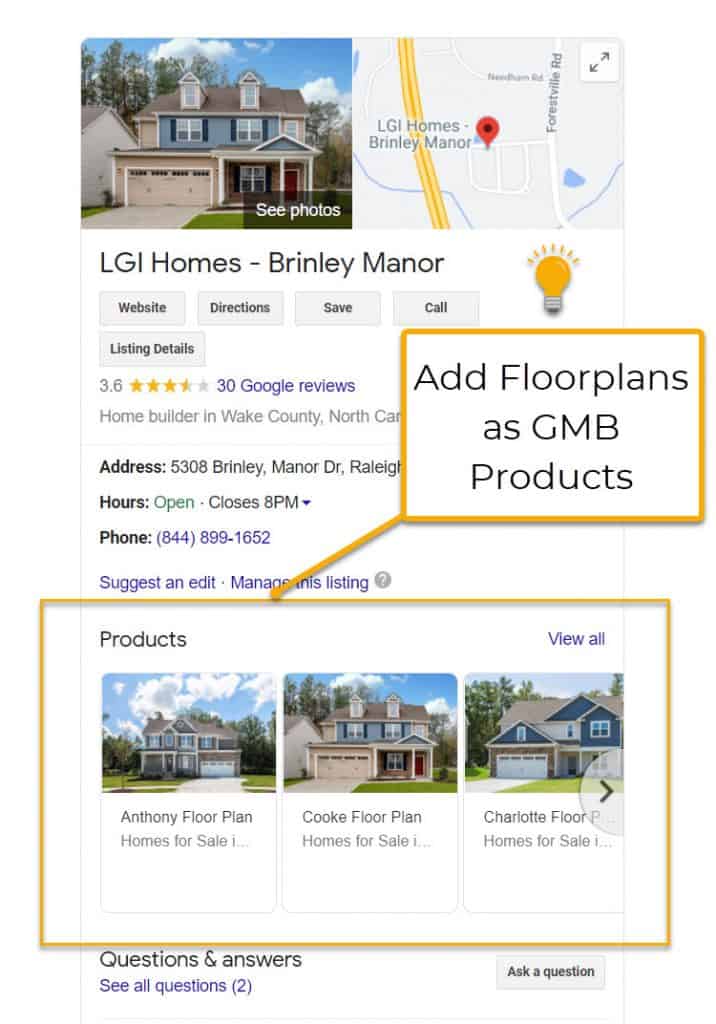 GMB Homebuilder Floor Plans As Products