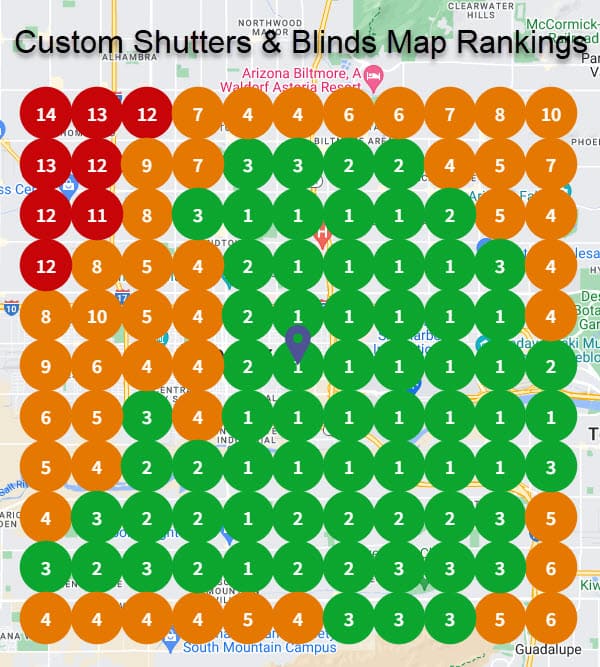 Custom Shutters Local Map Grid Rankings