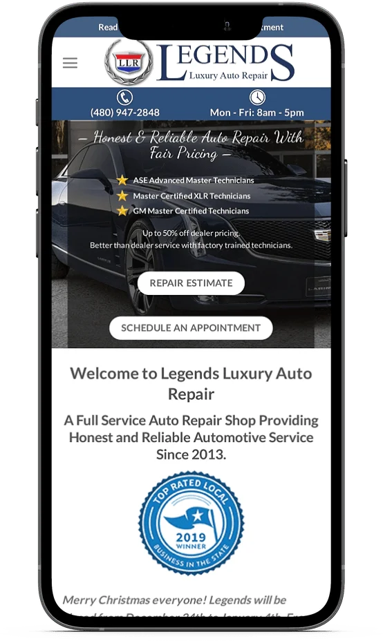 mobile view of home page with cta