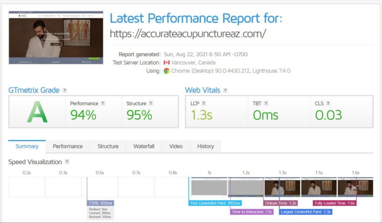 Website Speed Test Accurate Acupuncture